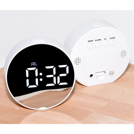 Ceas digital oglinda rotund led alb,