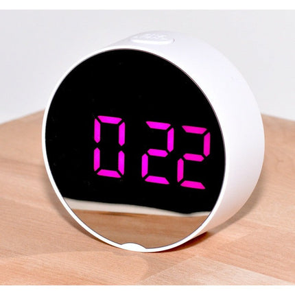 Ceas digital oglinda rotund led alb,