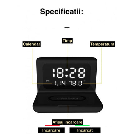 Ceas incarcare wireless alb sau negru