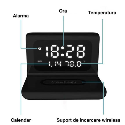 Ceas incarcare wireless alb sau negru