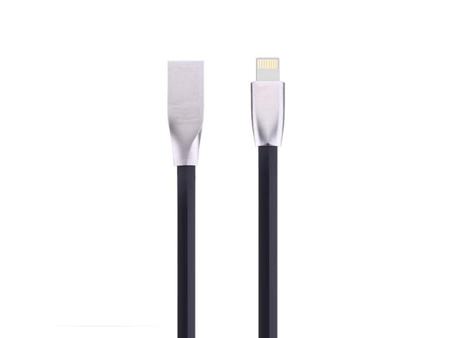 Cablu Iphone cu mufe in carcasa de metal negru