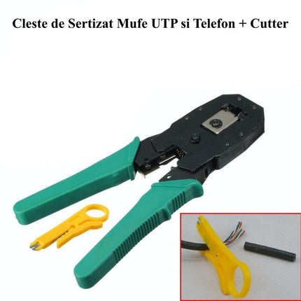 Cleste sertizat UTP verde pentru instalatii