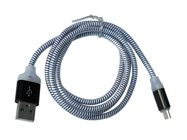 Cablu microusb gri/ negru cu led