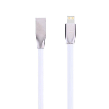 Cablu Iphone cu mufe in carcasa de metal alb