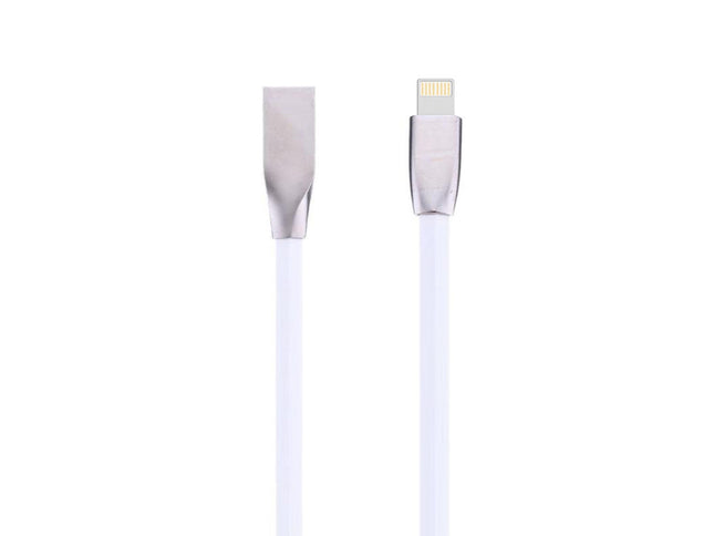 Cablu Iphone cu mufe in carcasa de metal alb