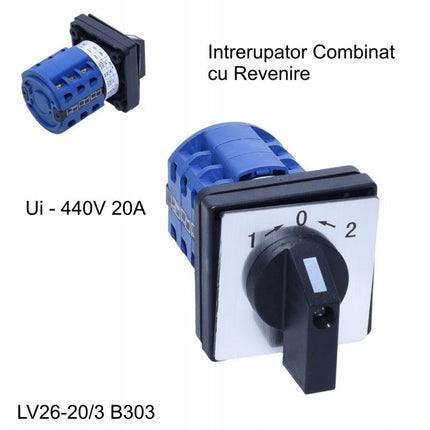 Comutator 3 came rotativ revenire 1-0-2 20A