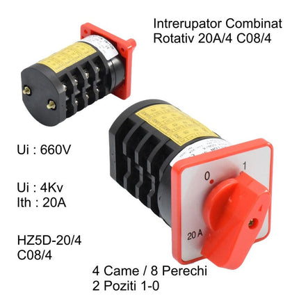 Comutator 4 came rotativ 1-0 20A