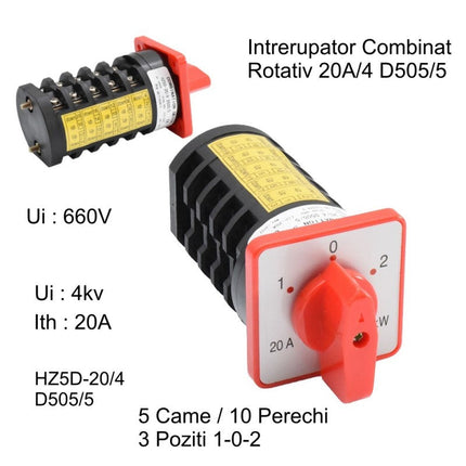 Comutator 5 came rotativ 1-0-2 20A