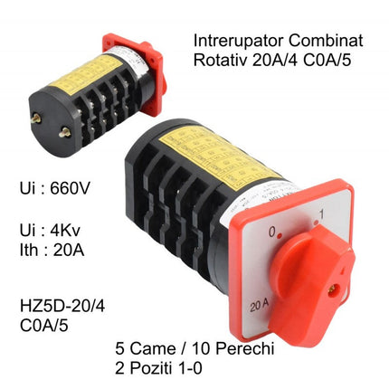 Comutator 5 came rotativ 1-0 20A