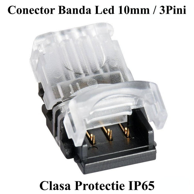Conector banda led RGB 3 pini 10mm IP65 - Iluminat LED