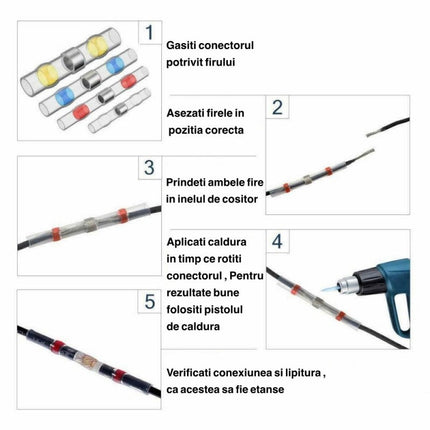 Conectori rapizi inel Cositor Tub Termocontractabil