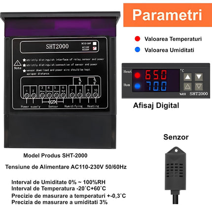 Controler digital temperatura umiditate pentru instalatii