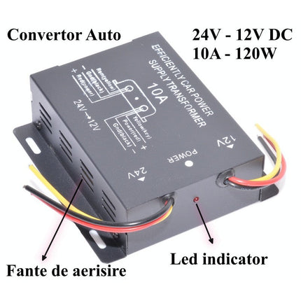 Convertor tensiune auto DC / 10A 24V 12V