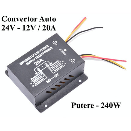 Convertor tensiune auto DC / 20A 24V 12V