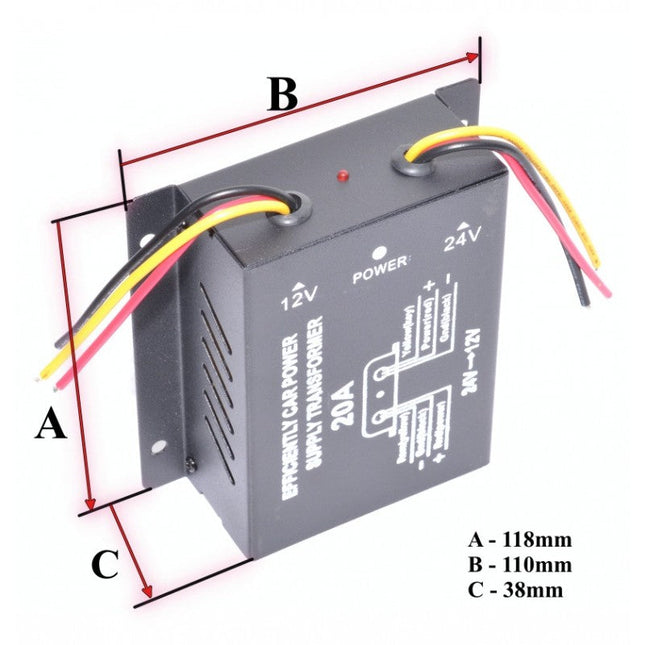Convertor tensiune auto DC / 20A 24V 12V - Alimentare si incarcare
