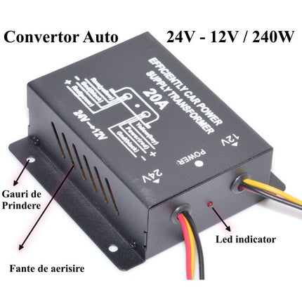 Convertor tensiune auto DC / 20A 24V 12V