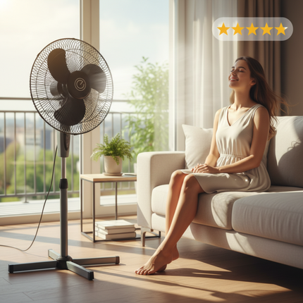Ventilator cu picior 40 cm, 40 W, 3 trepte de viteza, inaltime reglabila si oscilatie