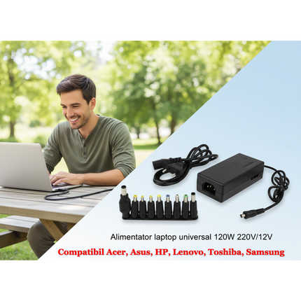 Alimentator laptop universal 120W 220V/12V