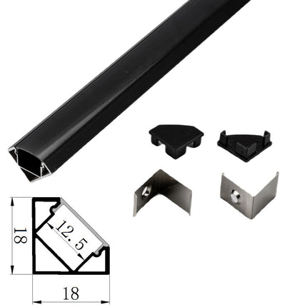 Profil Aluminiu Negru 1m Colt 18x18mm