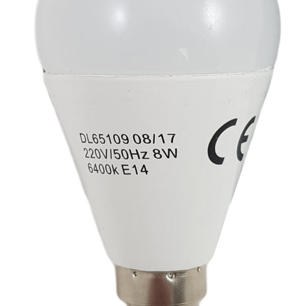 Bec Led Sferic E14, model G45, 8W=60W, 2700K, lumina calda