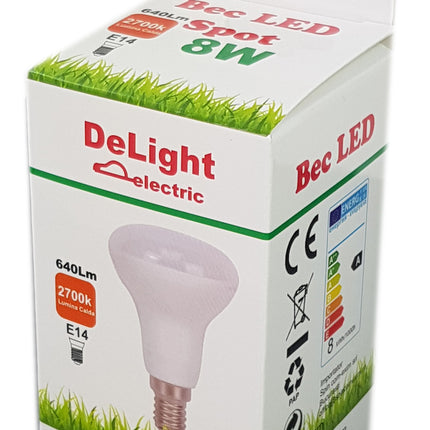 Bec Led E14, model R50, 8W=60W, 2700K, lumina calda