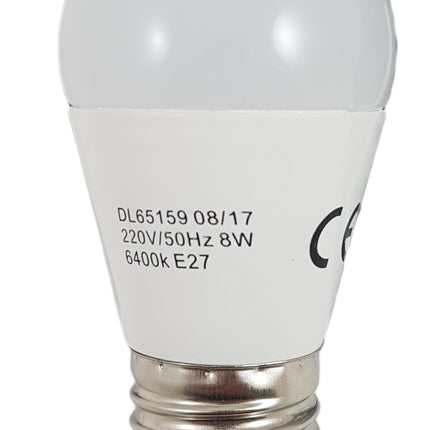 Bec Led Sferic E27, model G45, 8W=60W, 6400K, lumina rece