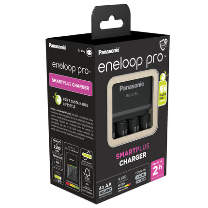 Incarcator Baterii Reincarcabile, Include 4x AA LR6 2500mAh, SMART & QUICK cu Incarcare Individuala in 7h, Eneloop K-KJ55HCD40E