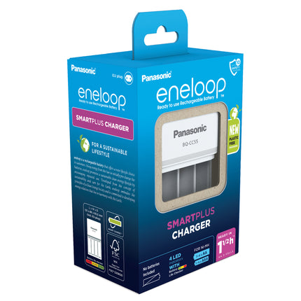 Incarcator Baterii Reincarcabile, Fara Acumulatori, SMART & QUICK cu Incarcare Individuala in 1.5h, Eneloop BQ-CC55E