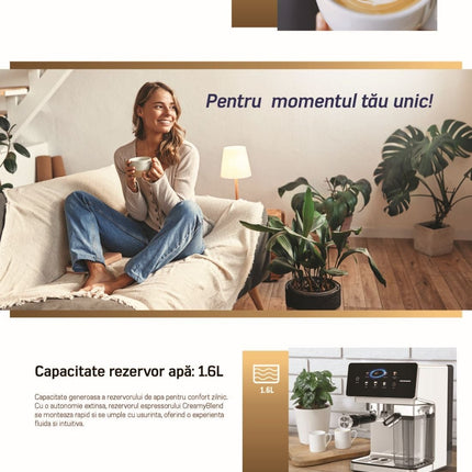 Espressor automat Heinner CreamyBlend HEM-LK20DMLK, 20 bar, 1350 W, rezervor lapte 0.5 L, display tactil - imagine 9