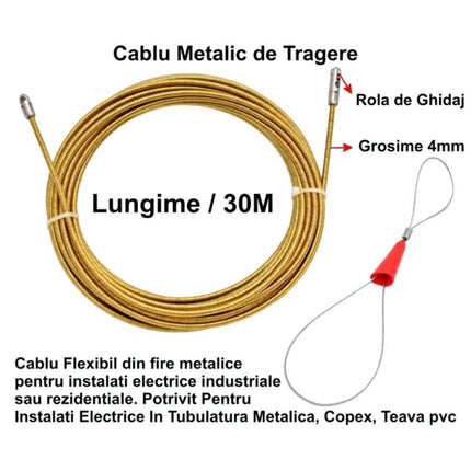 Fir metalic tragere cabluri electrice 4mm x 30m