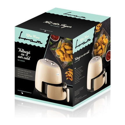 Friteuza cu aer cald Fram FAF-1500CR, 4.3 L, 1500 W, termostat 80-200 °C, timer 30 min, crem - imagine 4
