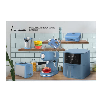 Friteuza cu aer cald Fram FAF-B6BL17SQ, 5.7 L, 1700 W, display digital, 8 programe, bleu - imagine 3