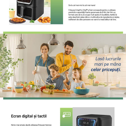 Friteuza cu aer cald Heinner CrispPro Chef HAF-H8BK1700, 8 L, 1700 W, fereastra, 8 programe, negru - imagine 6
