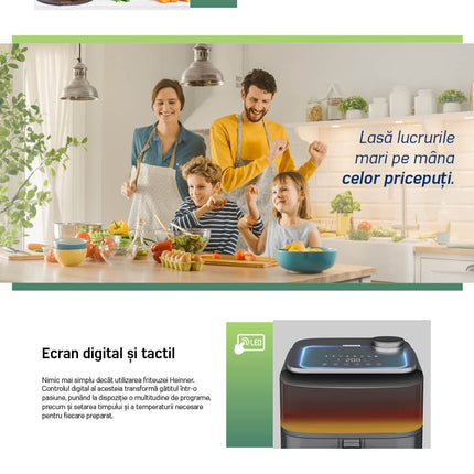 Friteuza cu aer cald Heinner CrispSteam Elite HAF-H7DLST1800, 6.7 L, 1800 W, functie spray apa, fereastra - imagine 6