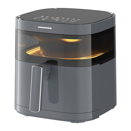 Friteuza cu aer cald Heinner DualHeat HAF-B6GRY17LG, 5.7 L, incalzire dubla, fereastra, 8 programe, gri - imagine 2