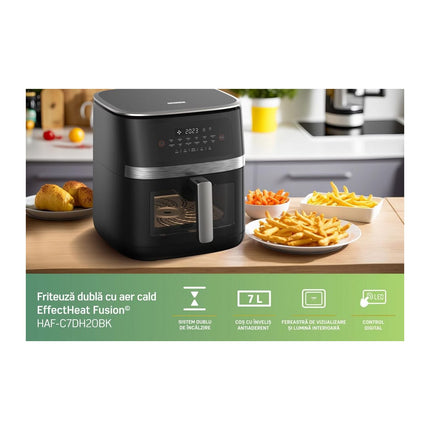 Friteuza cu aer cald Heinner EffectHeat Fusion HAF-C7DH20BK, 7 L, 2000 W, incalzire dubla, 12 programe - imagine 8