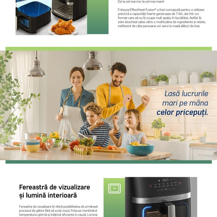 Friteuza cu aer cald Heinner EffectHeat Fusion HAF-C7DH20BK, 7 L, 2000 W, incalzire dubla, 12 programe - imagine 9