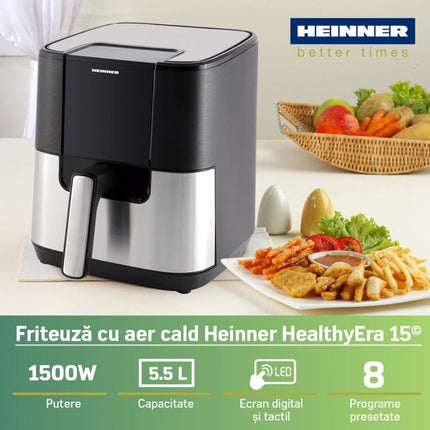 Friteuza cu aer cald Heinner HealthyEra 15 HAF-H6BKS1500, 5.5 L, 1500 W, display tactil, 8 programe - imagine 3