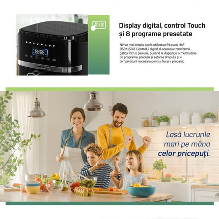 Friteuza cu aer cald Heinner VarietyFry HAF-B5BK1500, 5 L, 1500 W, display tactil, 8 programe, negru - imagine 7