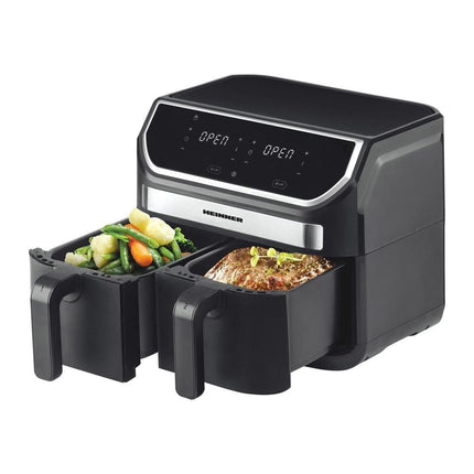 Friteuza dubla cu aer cald Heinner Double Master HAF-KDB1700BK, 8.5 L, 1700 W, 11 programe, negru