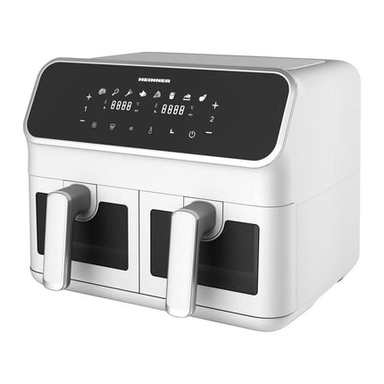 Friteuza dubla cu aer cald Heinner DualFry Supreme HAF-H8DB17WH, 8 L (2 x 4 L), ferestre, Sync & Match, alb - imagine 2