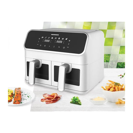 Friteuza dubla cu aer cald Heinner DualFry Supreme HAF-H8DB17WH, 8 L (2 x 4 L), ferestre, Sync & Match, alb - imagine 3