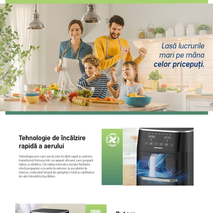 Friteuza dubla cu aer cald Heinner OvenFry Cook HAFO-M11BK1700, 11 L (6 L + 5 L), 1850 W - imagine 5