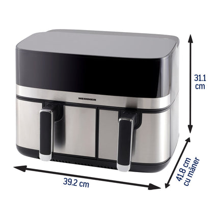 Friteuza dubla cu aer cald Heinner ProDual Fusion HAF-H9DB17BKS, 8.6 L, Sync & Match, gri/argintiu - imagine 4