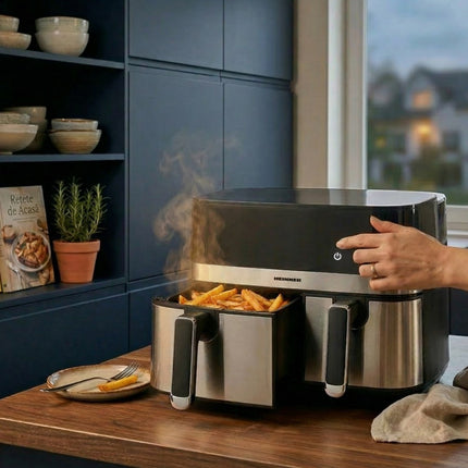 Friteuza dubla cu aer cald Heinner ProDual Fusion HAF-H9DB17BKS, 8.6 L, Sync & Match, gri/argintiu - imagine 5
