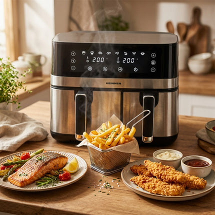 Friteuza dubla cu aer cald Heinner ProDual Fusion HAF-H9DB17BKS, 8.6 L, Sync & Match, gri/argintiu - imagine 7