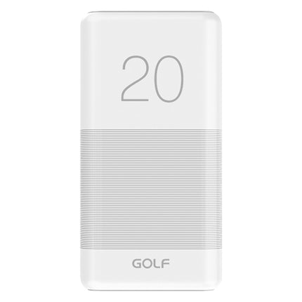 Baterie Externa PowerBank Alb 20000mA cu 2 iesiri USB 2.1A si 1A, Port Incarcare microUSB, Golf G81