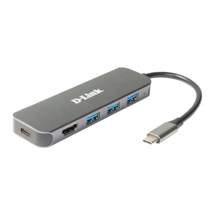 Hub USB-C 5 in 1 D-Link DUB-2333, HDMI 4K, 3x USB 3.0, Power Delivery 60 W, gri