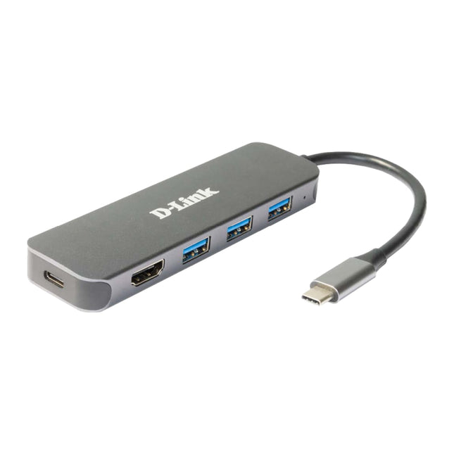Hub USB-C 5 in 1 D-Link DUB-2333, HDMI 4K, 3x USB 3.0, Power Delivery 60 W, gri