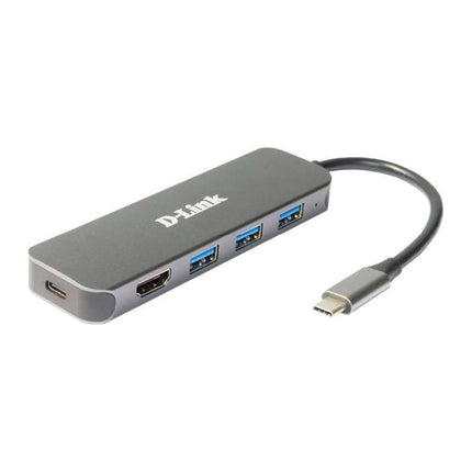 Hub USB-C 5 in 1 D-Link DUB-2333, HDMI 4K, 3x USB 3.0, Power Delivery 60 W, gri - imagine 2